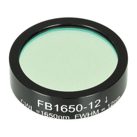 FB1650-12 - Полосовой фильтр, Ø1", центральная длина волны 1650 ± 2.4 нм, ширина полосы пропускания 12 ± 2.4 нм, Thorlabs