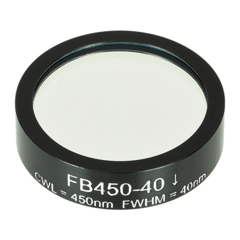 FB450-40 - Полосовой фильтр, Ø1", центральная длина волны 450 ± 8 нм, ширина полосы пропускания 40 ± 8 нм, Thorlabs
