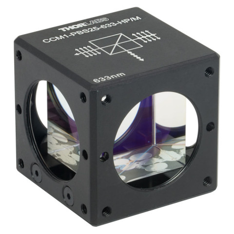 CCM1-PBS25-633-HP/M - Поляризационный светоделительный кубик в оправе, для каркасных систем: 30 мм, для работы с излучением высокой мощности: 633 нм, крепления: M4, Thorlabs