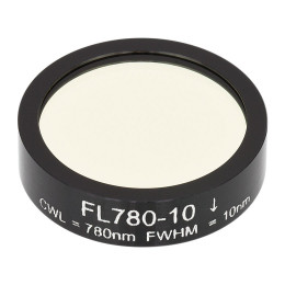 FL780-10 - Фильтр для работы с диодным лазером, Ø1", центральная длина волны 780 ± 2 нм, ширина полосы пропускания 10 ± 2 нм, Thorlabs