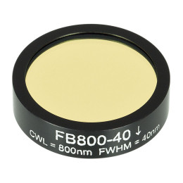 FB800-40 - Полосовой фильтр, Ø1", центральная длина волны 800 ± 8 нм, ширина полосы пропускания 40 ± 8 нм, Thorlabs