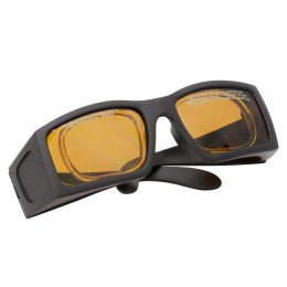 LG9A - Лазерные защитные очки, янтарно-желтые линзы, пропускание видимого излучения 25%, нельзя носить поверх мед. очков, съемный вкладыш для вставки линз с диоптриями, Thorlabs