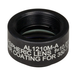 AL1210M-A - S-LAH64 асферическая линза в оправе, Ø12.5 мм, фокусное расстояние 10 мм, числовая апертура 0.55, просветляющее покрытие: 350-700 нм, Thorlabs