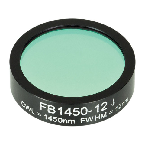 FB1450-12 - Полосовой фильтр, Ø1", центральная длина волны 1450 ± 2.4 нм, ширина полосы пропускания 12 ± 2.4 нм, Thorlabs