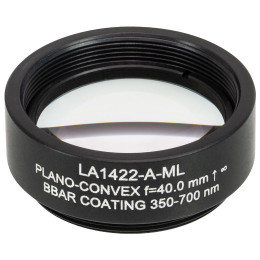 LA1422-A-ML - Плоско-выпуклая линза, Ø1", N-BK7, оправа с резьбой SM1, f = 40.0 мм, просветляющее покрытие: 350-700 нм, Thorlabs