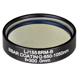 LJ1558RM-B - N-BK7 плоско-выпуклая круглая линза в оправе, фокусное расстояние: 300 мм, Ø1", просветляющее покрытие: 650 - 1050 нм, Thorlabs