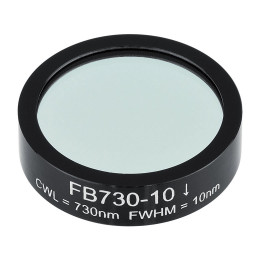 FB730-10 - Полосовой фильтр, Ø1", центральная длина волны 730 ± 2 нм, ширина полосы пропускания 10 ± 2 нм, Thorlabs
