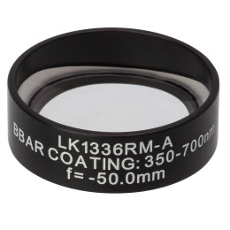 LK1336RM-A - N-BK7 плоско-вогнутая цилиндрическая круглая линза в оправе, фокусное расстояние: -50 мм, Ø1", просветляющее покрытие: 350 - 700 нм, Thorlabs