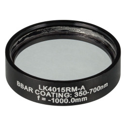 LK4015RM-A - Плоско-вогнутая цилиндрическая круглая линза из кварцевого стекла в оправе, фокусное расстояние: -1000 мм, Ø1", просветляющее покрытие: 350 - 700 нм, Thorlabs