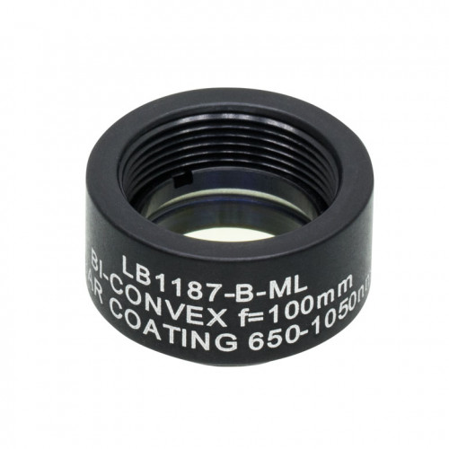 LB1187-B-ML - N-BK7 двояковыпуклая линза в оправе, Ø1/2", фокусное расстояние 100.0 мм, просветляющее покрытие: 650 - 1050 нм, Thorlabs