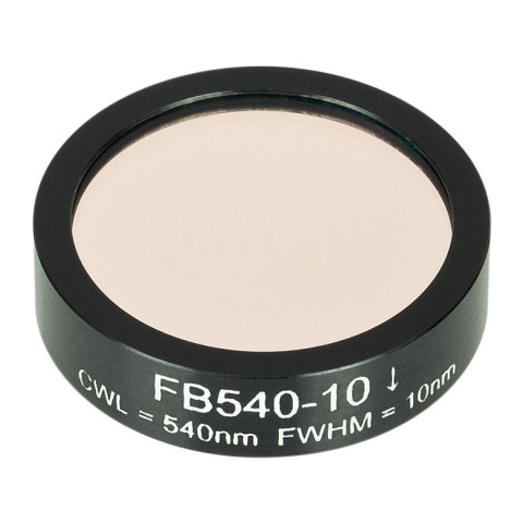 FB540-10 - Полосовой фильтр, Ø1", центральная длина волны 540 ± 2 нм, ширина полосы пропускания 10 ± 2 нм, Thorlabs