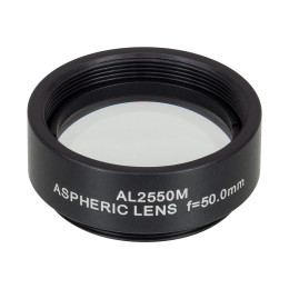 AL2550M - N-BK7 асферическая линза в оправе, Ø25 мм , фокусное расстояние 50 мм, числовая апертура 0.23, без покрытия, Thorlabs
