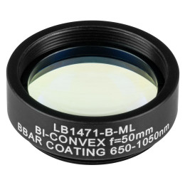 LB1471-B-ML - N-BK7 двояковыпуклая линза в оправе, Ø1", фокусное расстояние 50.0 мм, просветляющее покрытие: 650 - 1050 нм, Thorlabs