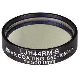 LJ1144RM-B - N-BK7 плоско-выпуклая круглая линза в оправе, фокусное расстояние: 500 мм, Ø1", просветляющее покрытие: 650 - 1050 нм, Thorlabs