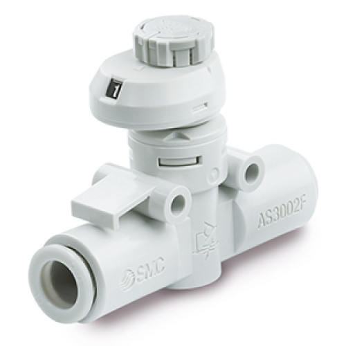 Пневмодроссели, Низкоскоростные, Быстроразъемное, C нажимной фиксацией и шкалой, Встраиваемый - AS2FSM/FSC
