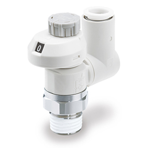 Пневмодроссели, Из нержавеющей стали, C нажимной фиксацией и шкалой, Универсальный - AS31FSG
