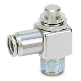 Пневмодроссели, Из нержавеющей стали, С простой ручкой, Mеталлический корпус, Угловой тип - ASG
