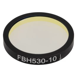 FBH530-10 - Полосовой фильтр, Ø25 мм, центральная длина волны: 530 нм, ширина полосы пропускания: 10 нм, Thorlabs
