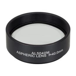 AL5040M - S-LAH64 асферическая линза в оправе, Ø50 мм , фокусное расстояние 40 мм, числовая апертура 0.55, без покрытия, Thorlabs
