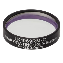 LK1069RM-C - N-BK7 плоско-вогнутая цилиндрическая круглая линза в оправе, фокусное расстояние: -200 мм, Ø1