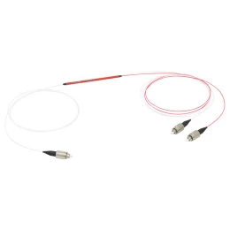 TM105R5F1A - Оптоволоконный разветвитель 1x2, многомодовые волокна, высокая концентрация OH, сердцевина: Ø105 мкм, 0.22 NA, деление сигнала: 50:50, рабочий диапазон: 400 - 900 нм, FC/PC разъемы, Thorlabs
