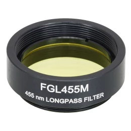FGL455M - Длинноволновый светофильтр, Ø25 мм, резьба на оправе: SM1, материал RG455, длина волны среза: 455 нм, Thorlabs
