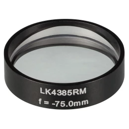 LK4385RM -  Плоско-вогнутая цилиндрическая круглая линза из кварцевого стекла в оправе, фокусное расстояние: -75 мм, Ø1
