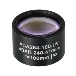 ACA254-100-UV - Ахроматический дублет с воздушной прослойкой, просветляющее покрытие: 240-410 нм, фокусное расстояние: 100 мм, Thorlabs
