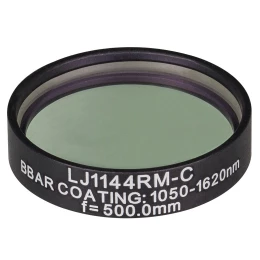 LJ1144RM-C - N-BK7 плоско-выпуклая круглая линза в оправе, фокусное расстояние: 500 мм, Ø1
