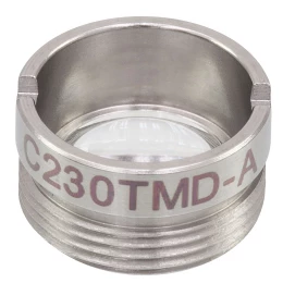 C230TMD-A - Асферическая линза Geltech в оправе, f = 4.51 мм, NA = 0.55, просветляющее покрытие: 350-700 нм, Thorlabs
