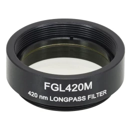 FGL420M - Длинноволновый светофильтр, Ø25 мм, резьба на оправе: SM1, материал RG420, длина волны среза: 420 нм, Thorlabs
