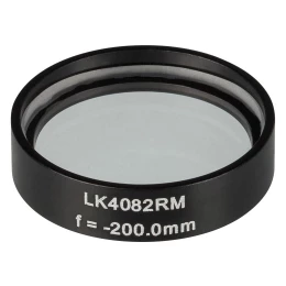 LK4082RM -  Плоско-вогнутая цилиндрическая круглая линза из кварцевого стекла в оправе, фокусное расстояние: -200 мм, Ø1
