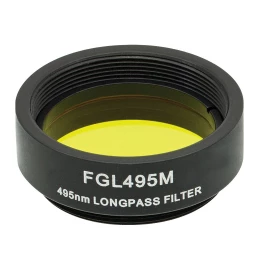 FGL495M - Длинноволновый цветной светофильтр в оправе, Ø25 мм, резьба SM1, длина волны среза: 495 нм, Thorlabs
