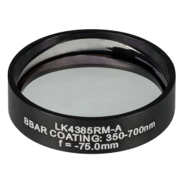 LK4385RM-A - Плоско-вогнутая цилиндрическая круглая линза из кварцевого стекла в оправе, фокусное расстояние: -75 мм, Ø1