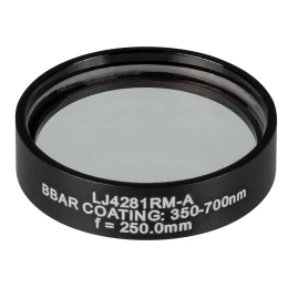 LJ4281RM-A - Плоско-выпуклая цилиндрическая круглая линза из кварцевого стекла, фокусное расстояние: 250 мм, Ø1