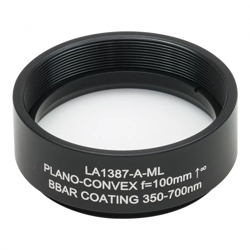 LA1387-A-ML - Плоско-выпуклая линза, Ø1.5", N-BK7, оправа с резьбой SM1.5, f = 100.0 мм, просветляющее покрытие: 350-700 нм, Thorlabs