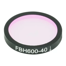FBH600-40 - Полосовой фильтр, Ø25 мм, центральная длина волны 600 нм, ширина полосы пропускания 40 нм, Thorlabs
